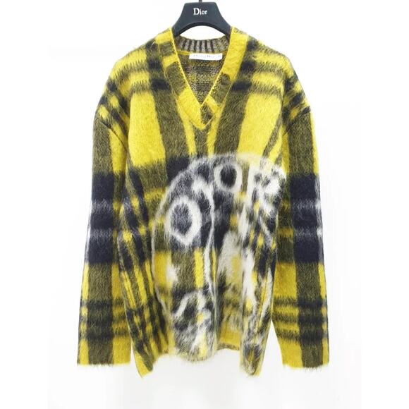 Christian Dior 2022 Runway Plaid Mohair Sweater - Sz 36 - Picture 1 of 4